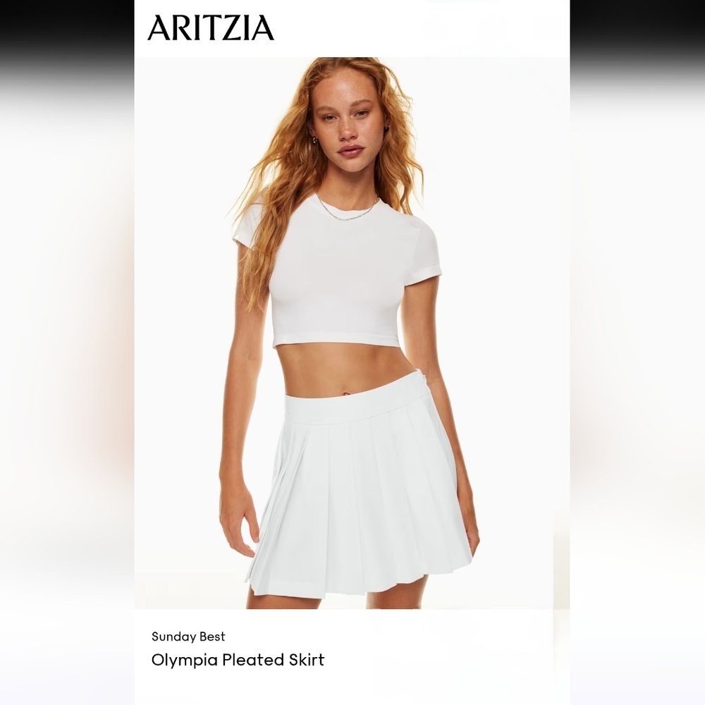 Aritzia Sunday Best White Pleaded Skirt size 12